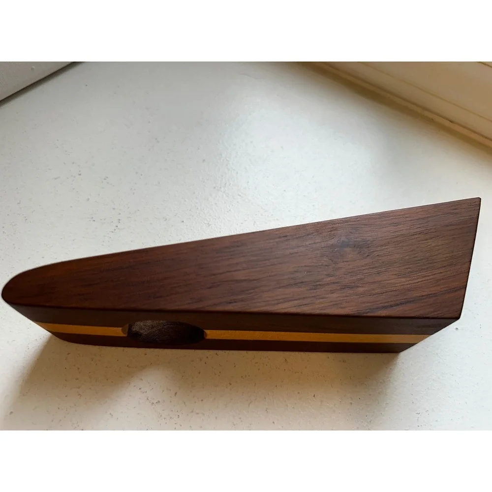 Handmade Wooden Balancing Wine Bottle Holder Two Tone Gravity Stand Dark Wood